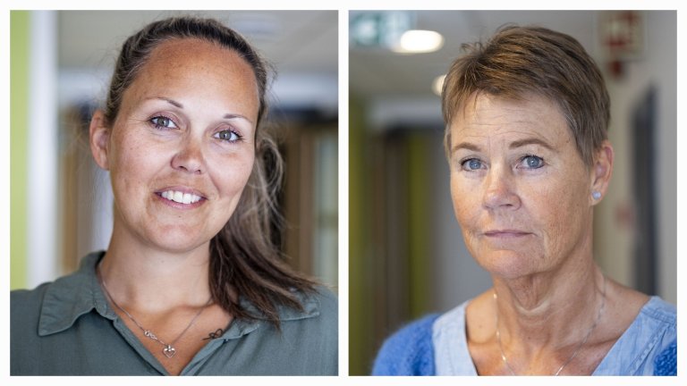 Collage av to portrettfotoer, av to damer.