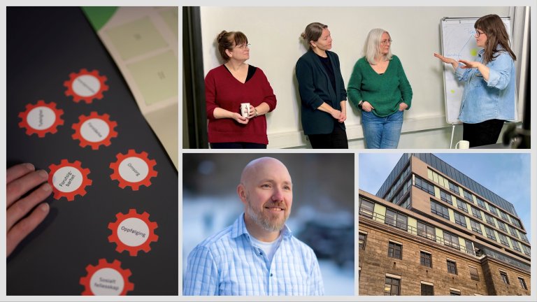 Collage av flere foto, som viser mennesker og omgivelser i Bodø.